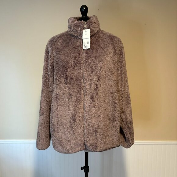 UNIQLO Womens' Fluffy Yarn Fleece Full-Zip Jacket | Color: "36 Brown" | XL - Picture 1 of 8